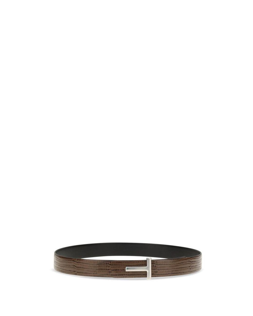 Tom Ford White T Icon Buckle Belt for men