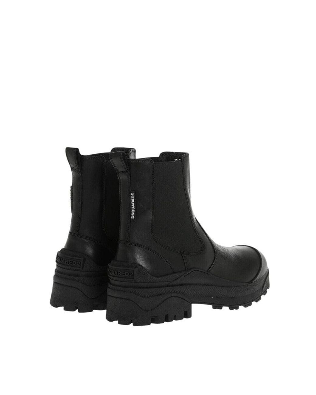 DSquared² Black Leather Chelsea Boots for men