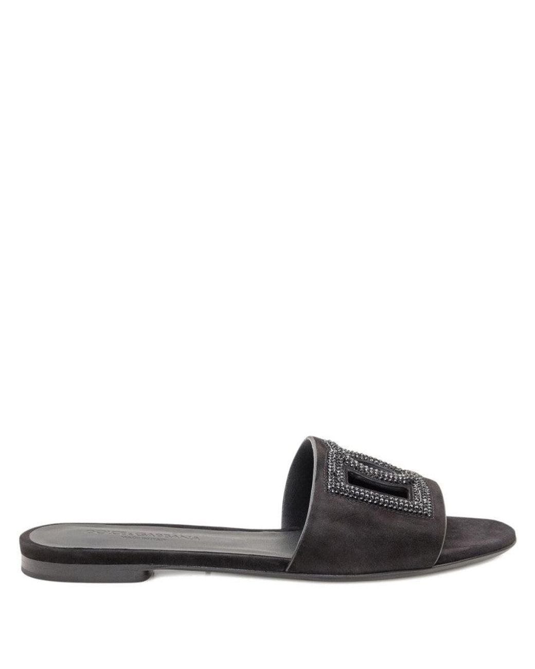 Dolce & Gabbana Black Logo Sandals
