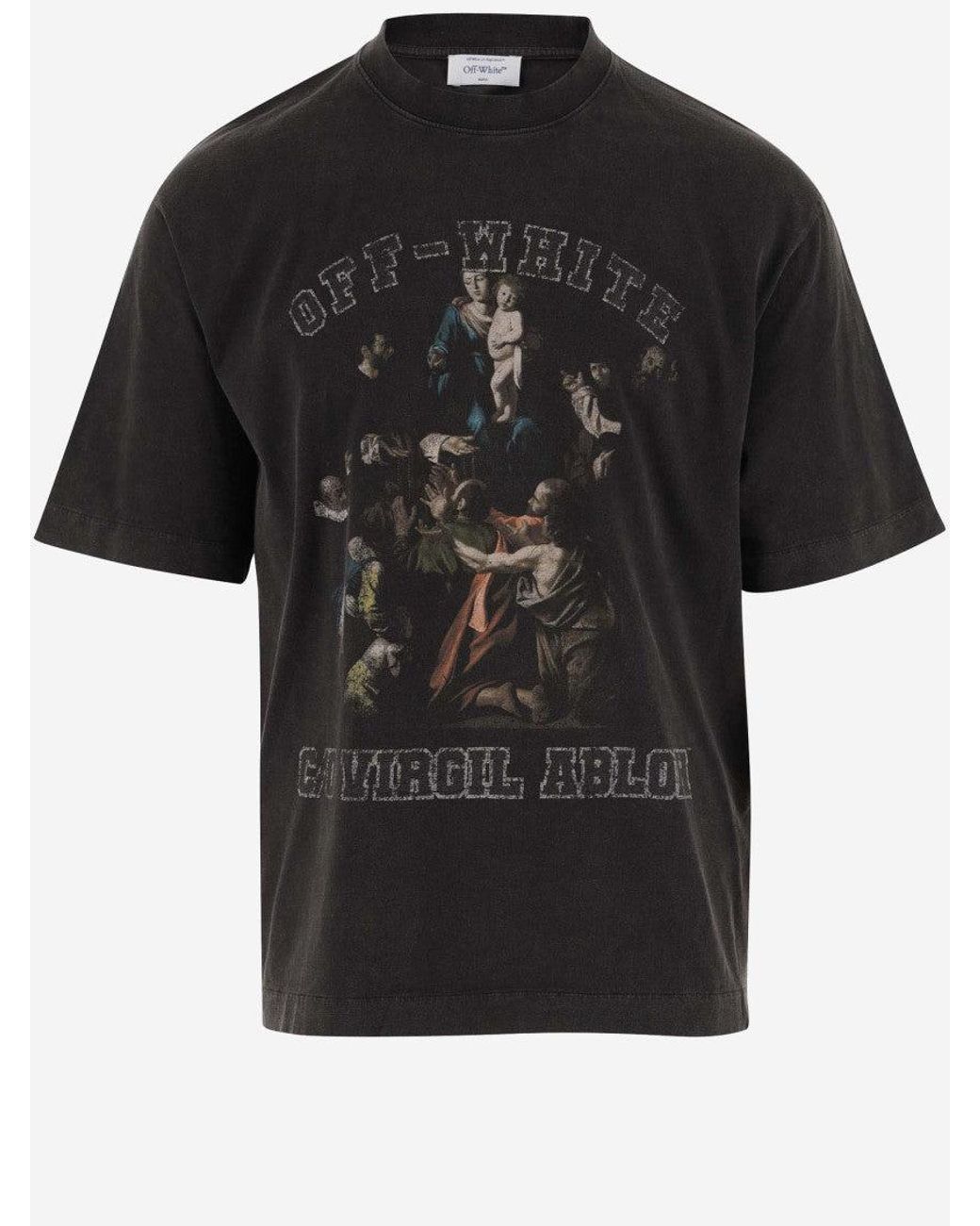 Off-White c/o Virgil Abloh Black Cotton T-Shirt With Graphic Print for men