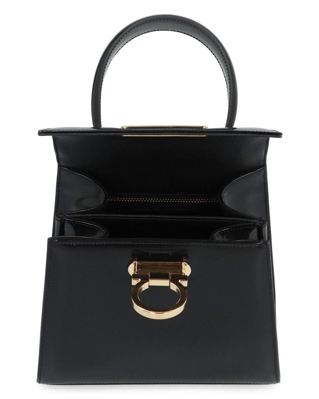 Ferragamo Black Iconic Small Satchel