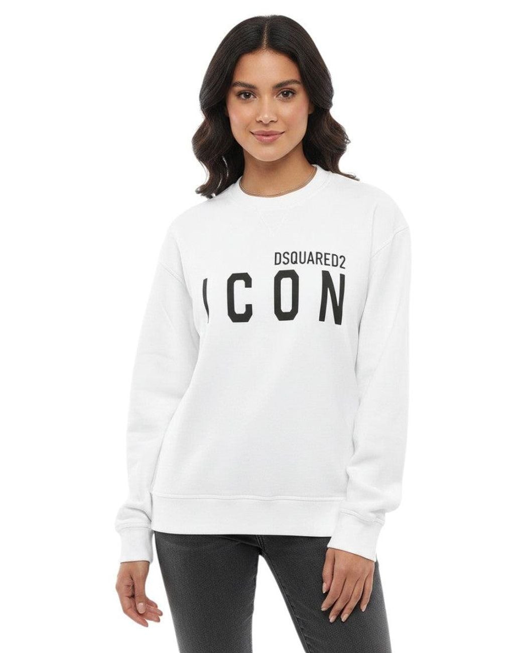 DSquared² White Graphic Crew Neck Sweatshirt
