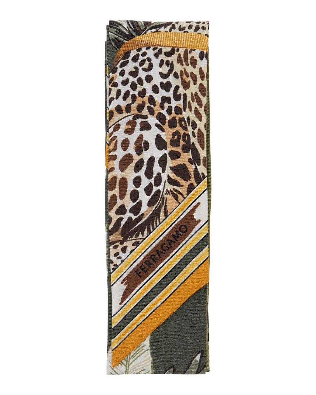 Ferragamo White Animal Print Bandana Scarf
