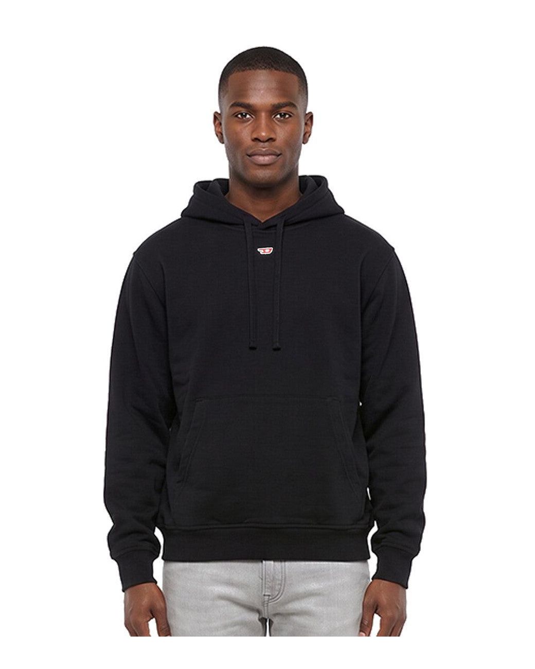 DIESEL Black Regular Logo Hoodie for men