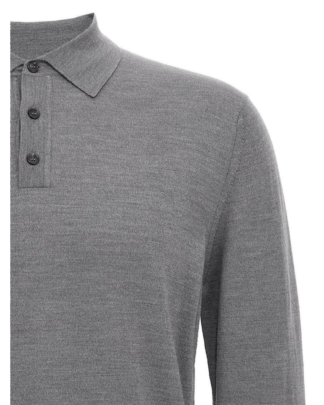 Zanone Gray Solid Polo Shirt for men