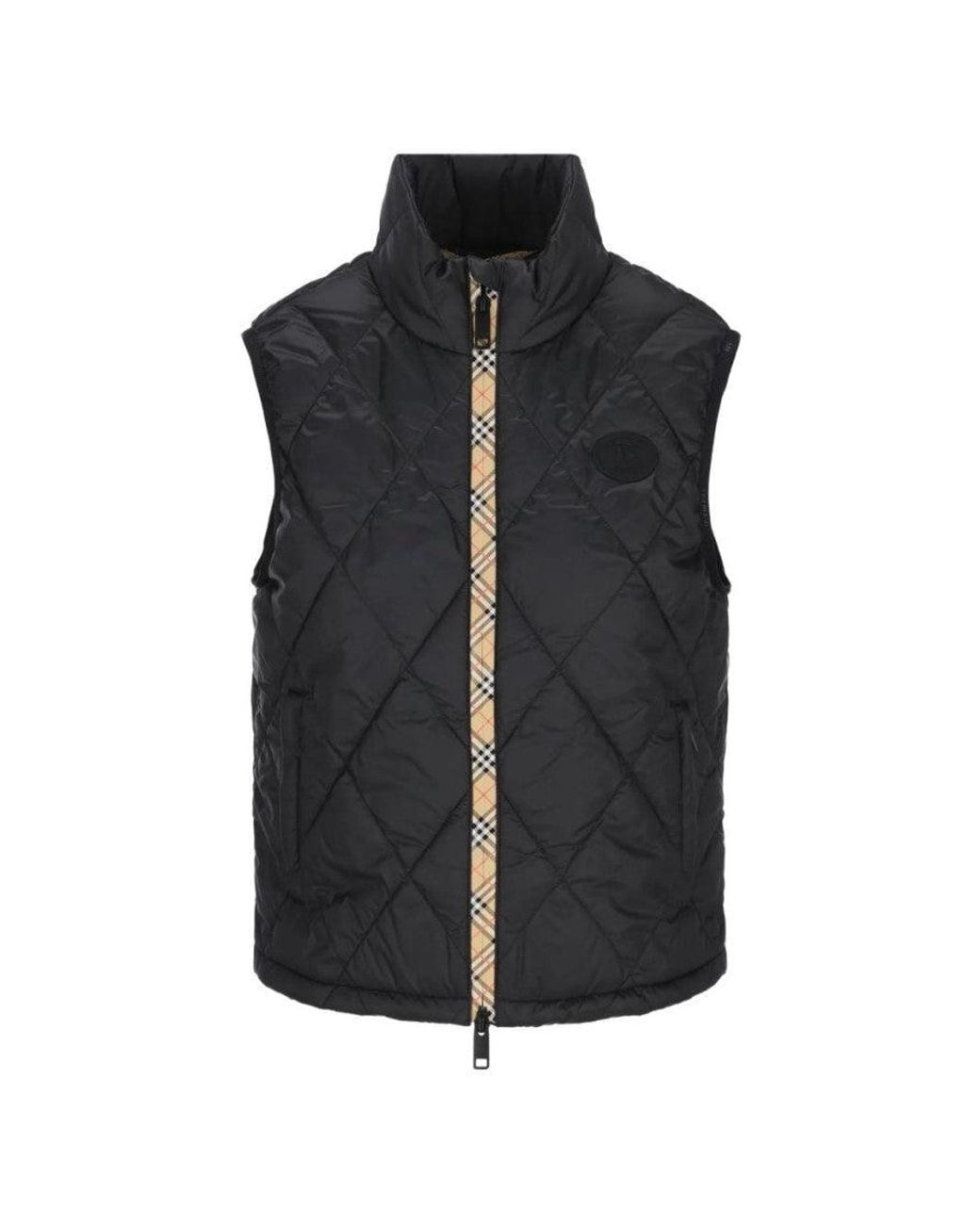 Burberry Black Quilted Mock Collar Jacket