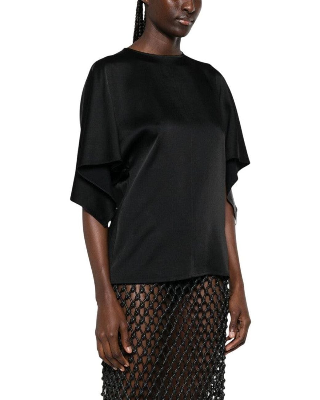 Stella McCartney Black Solid Round Neck Top
