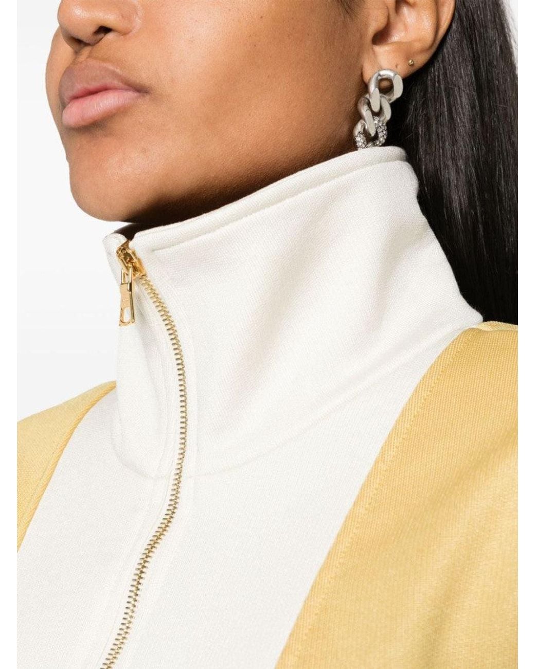 Palm Angels Green Color Block Zip Sweatshirt