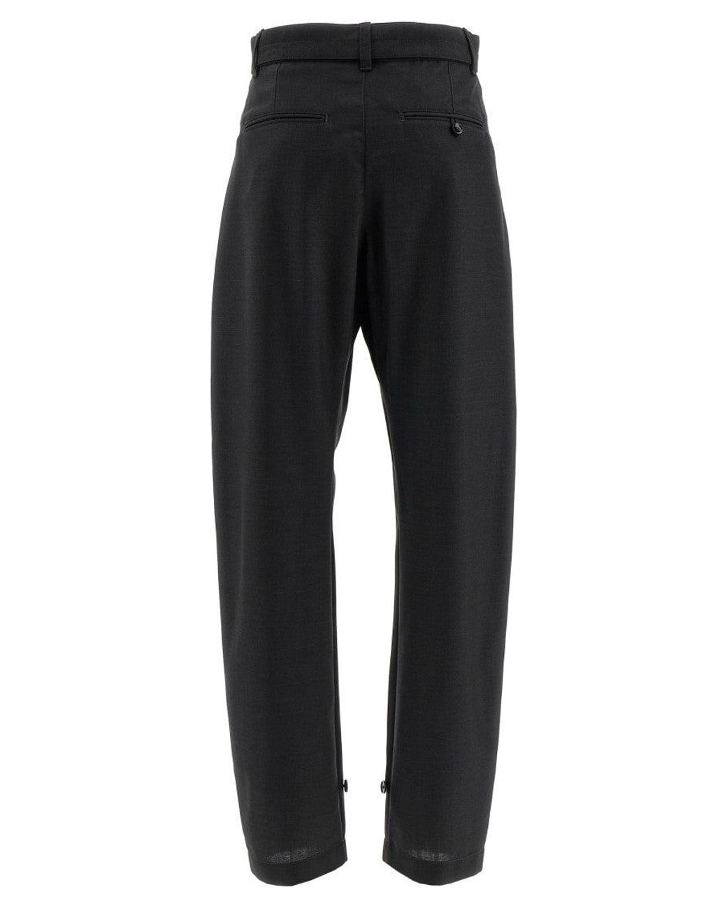 Lemaire Black Curved Tailored Wool Trousers