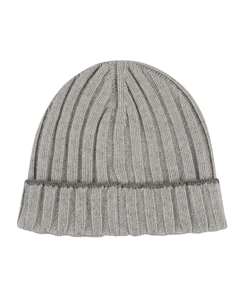Brunello Cucinelli Gray Knitted Beanie Cap for men