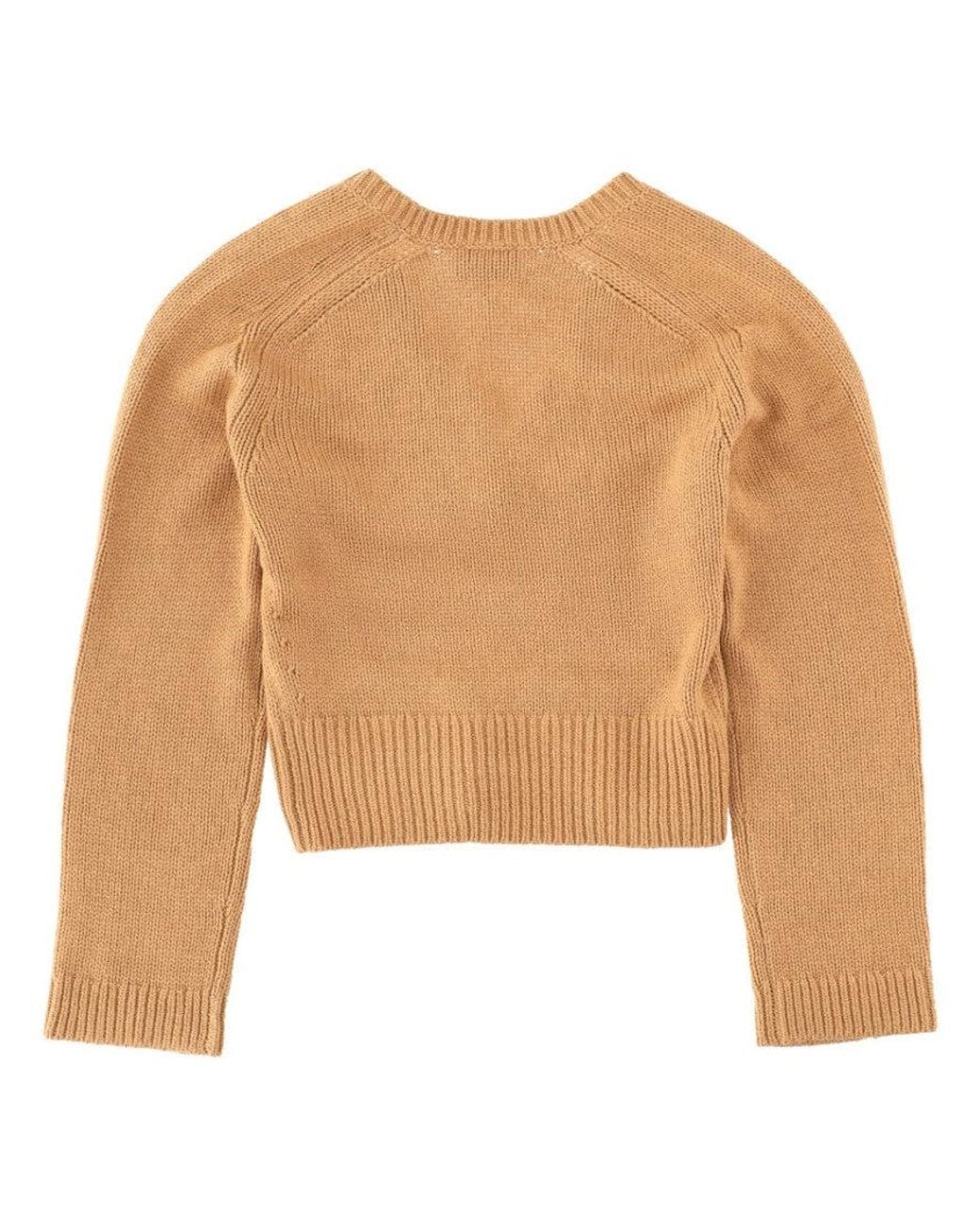 Ganni Natural Knitted V Neck Sweater