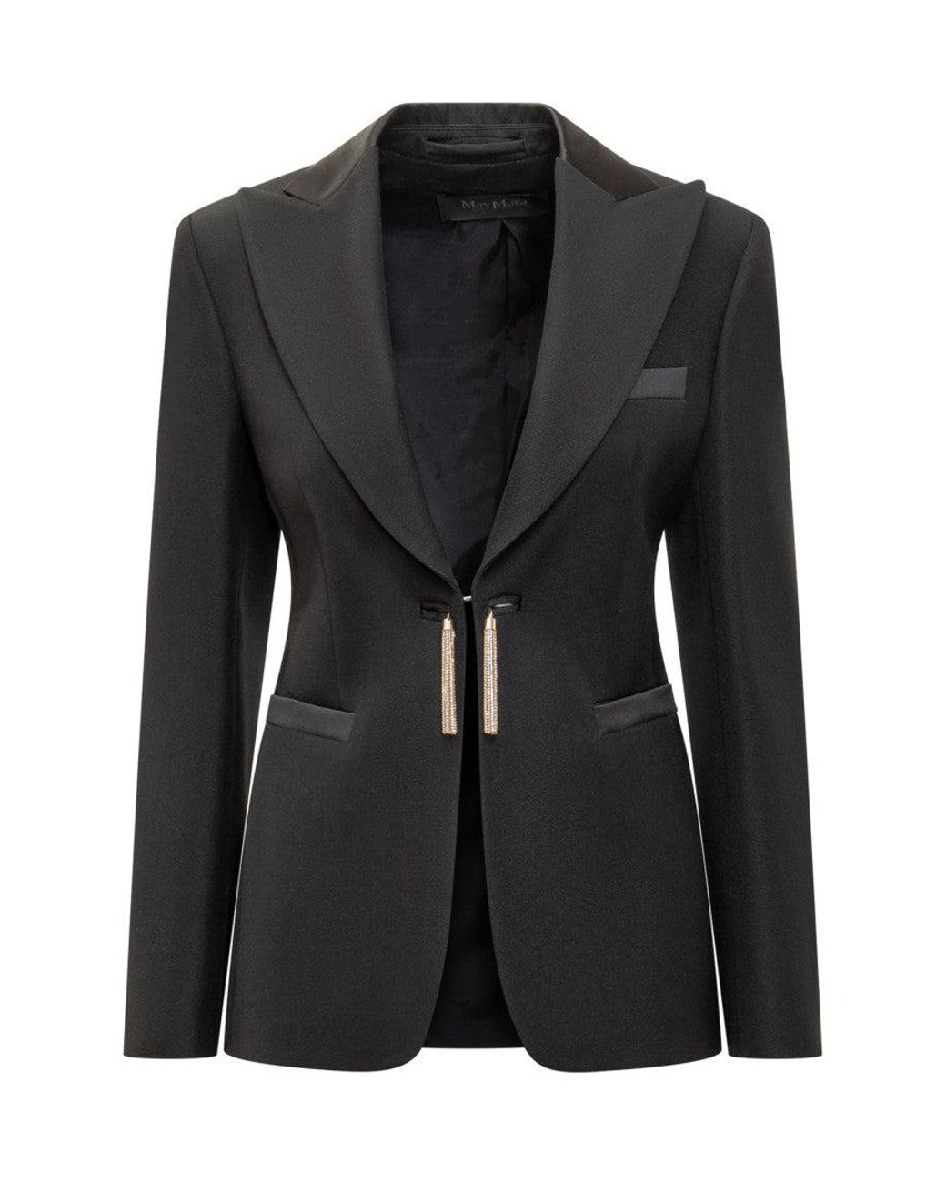Max Mara Black Elegant Virgin Wool Blazer