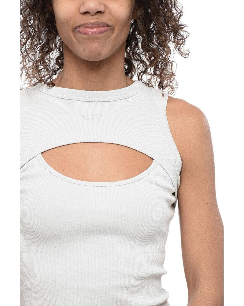 Off-White c/o Virgil Abloh White Textured Crew Neck Mini Dress