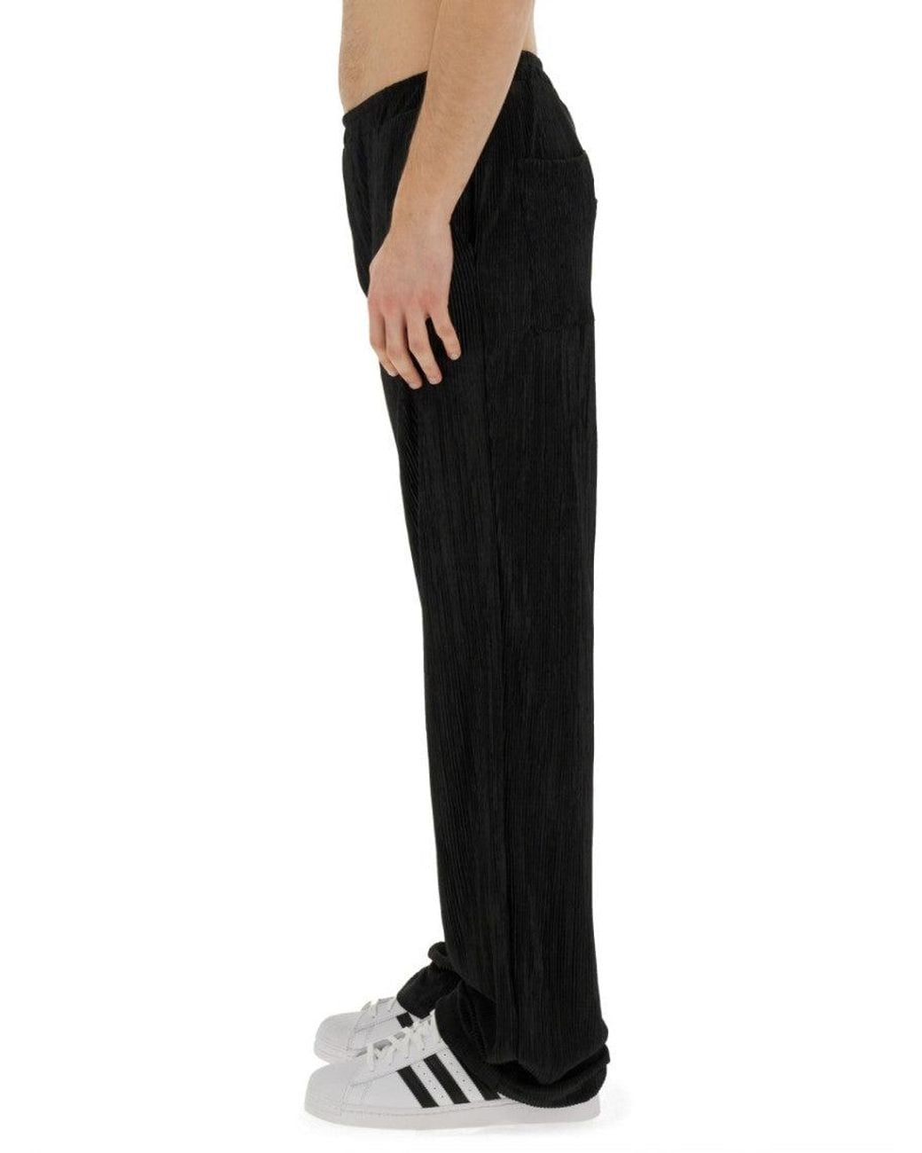 FAMILY FIRST Black Elasticated Pleated Trousers for men