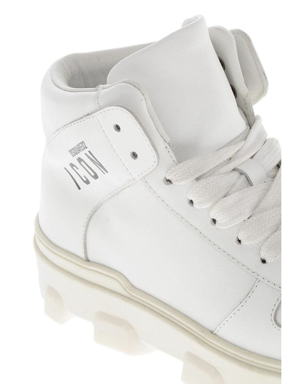 DSquared² White High-Top Leather Sneakers