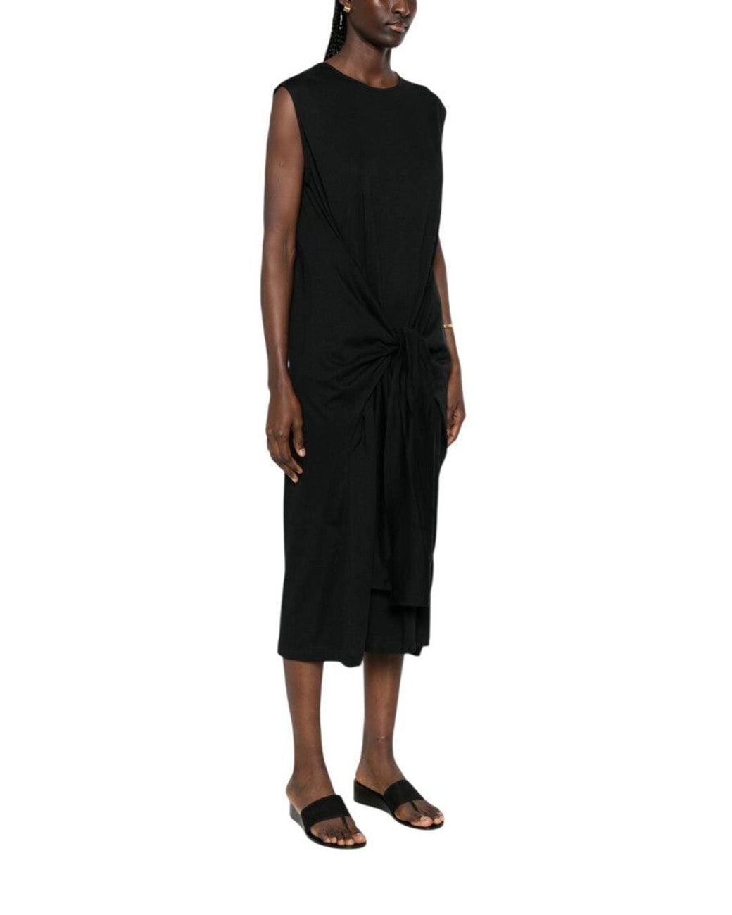 Totême  Black Round Neck Midi Dress