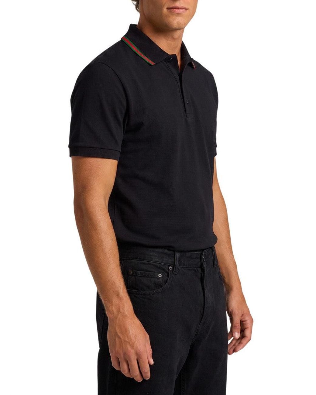 Gucci Black Shirt Collar Polo for men