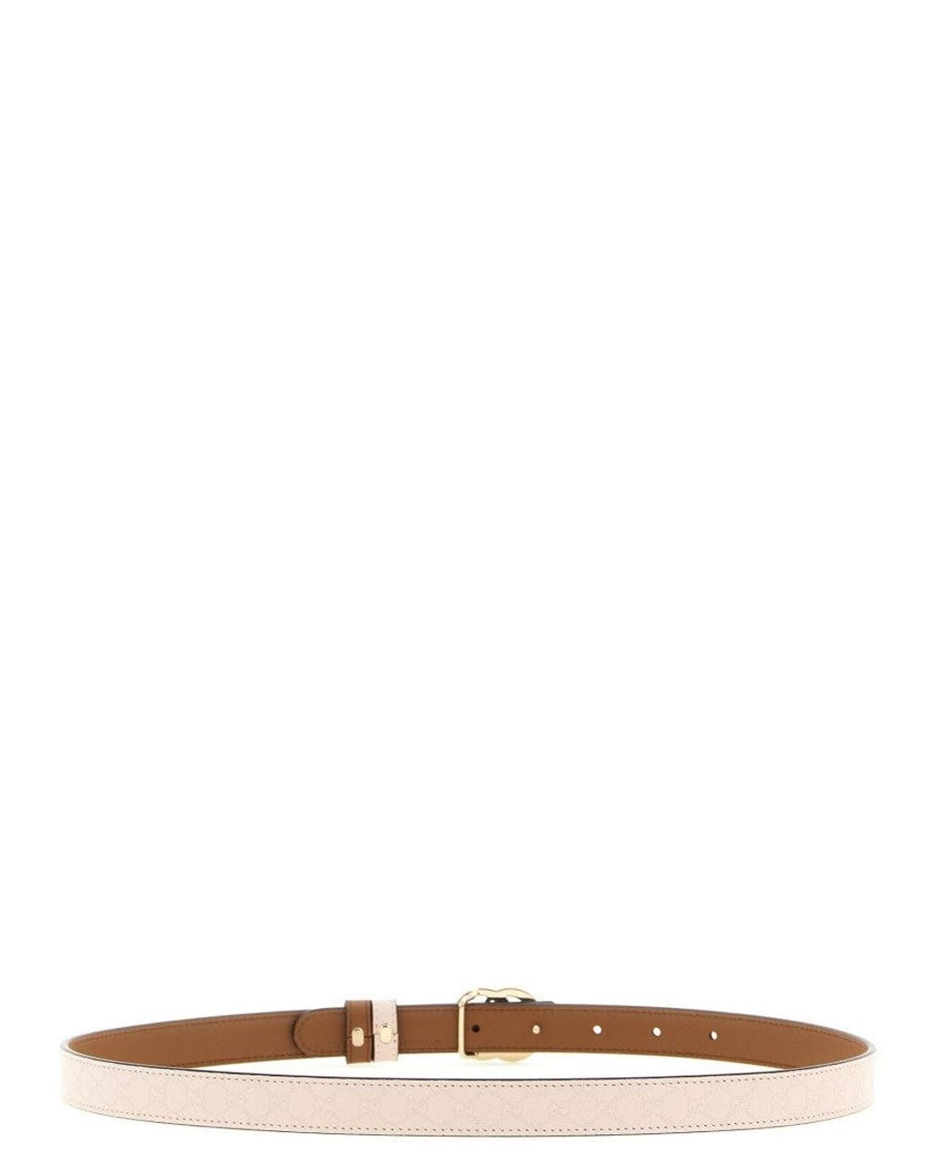 Gucci White Gg Logo Buckle Belt