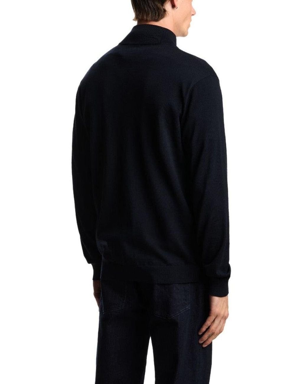Emporio Armani Blue Solid Zip Up Jacket for men