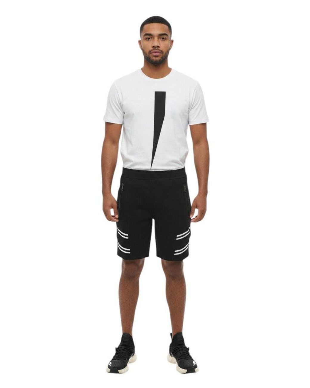 Neil Barrett Black Regular Solid Shorts for men
