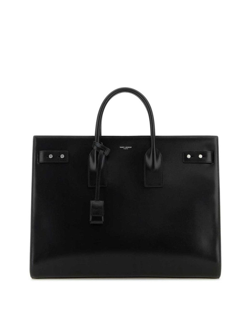 Saint Laurent Black Logo-Debossed Tote Bag for men