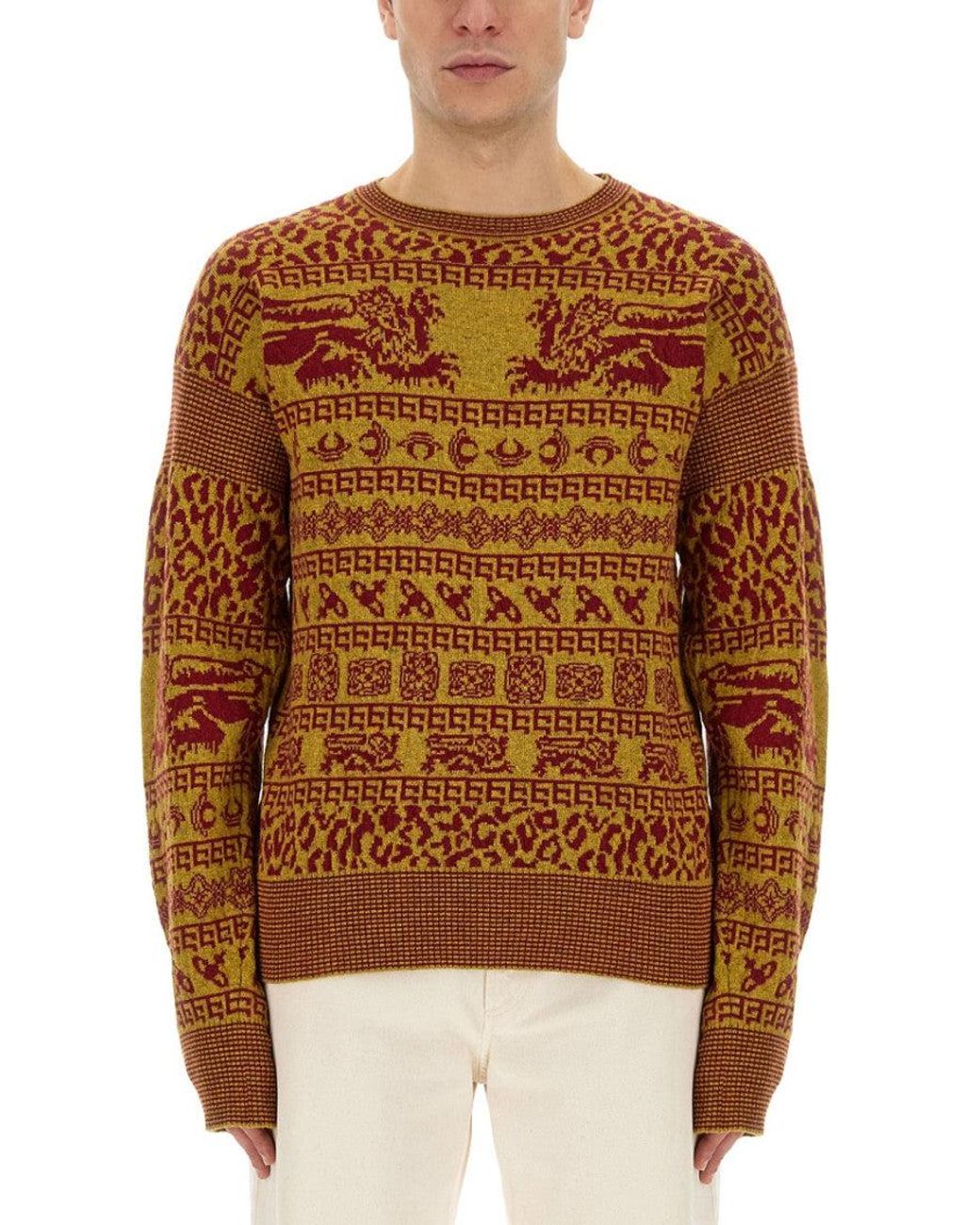 Vivienne Westwood Brown Slim Fit Lion Print Shirt for men