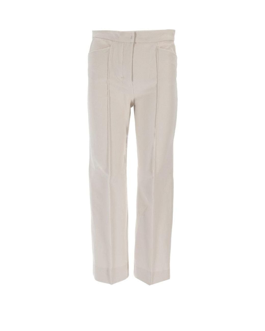 Max Mara Gray Straight Flat Front Pants