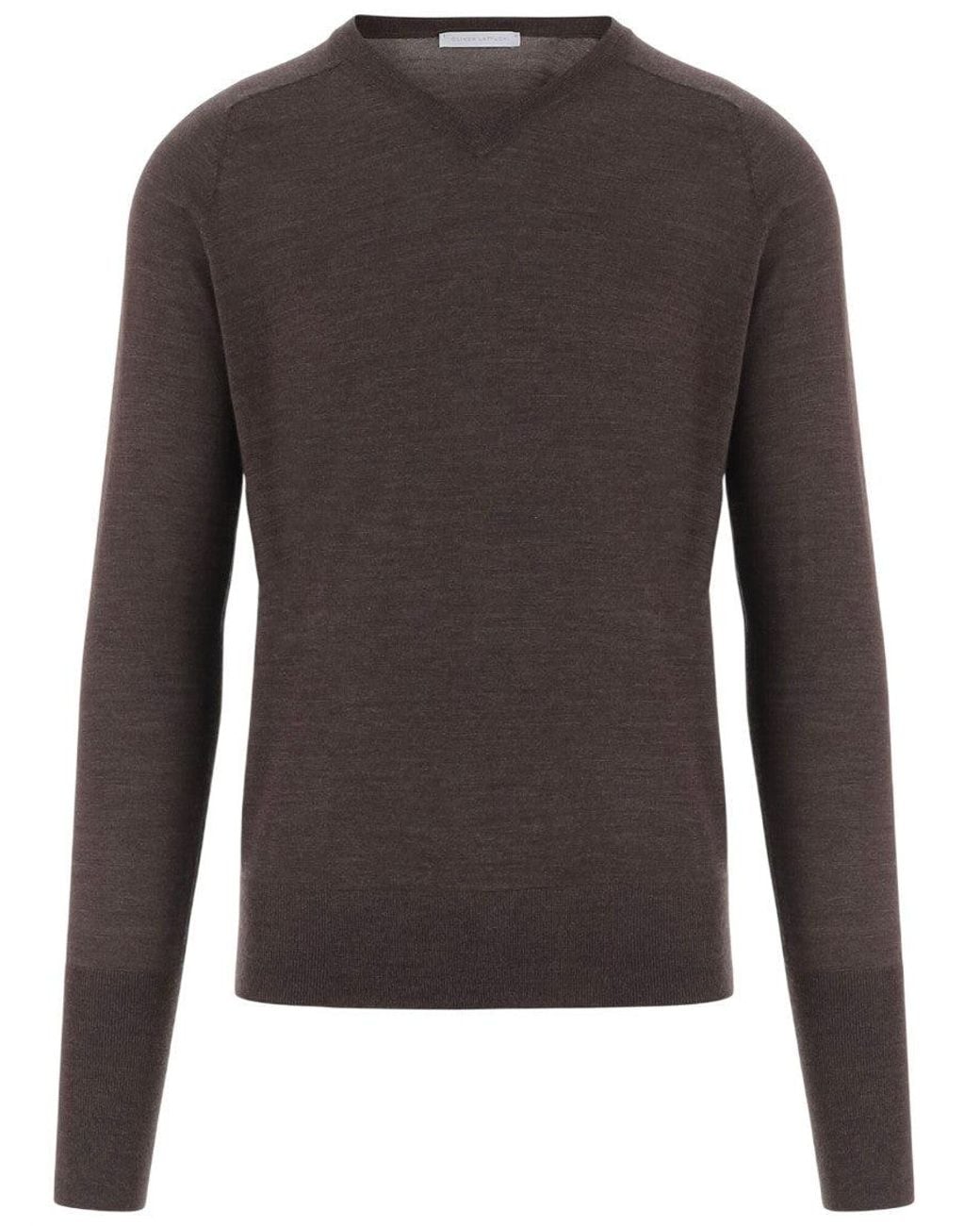 Oliver Lattughi Gray V Neck Sweater for men