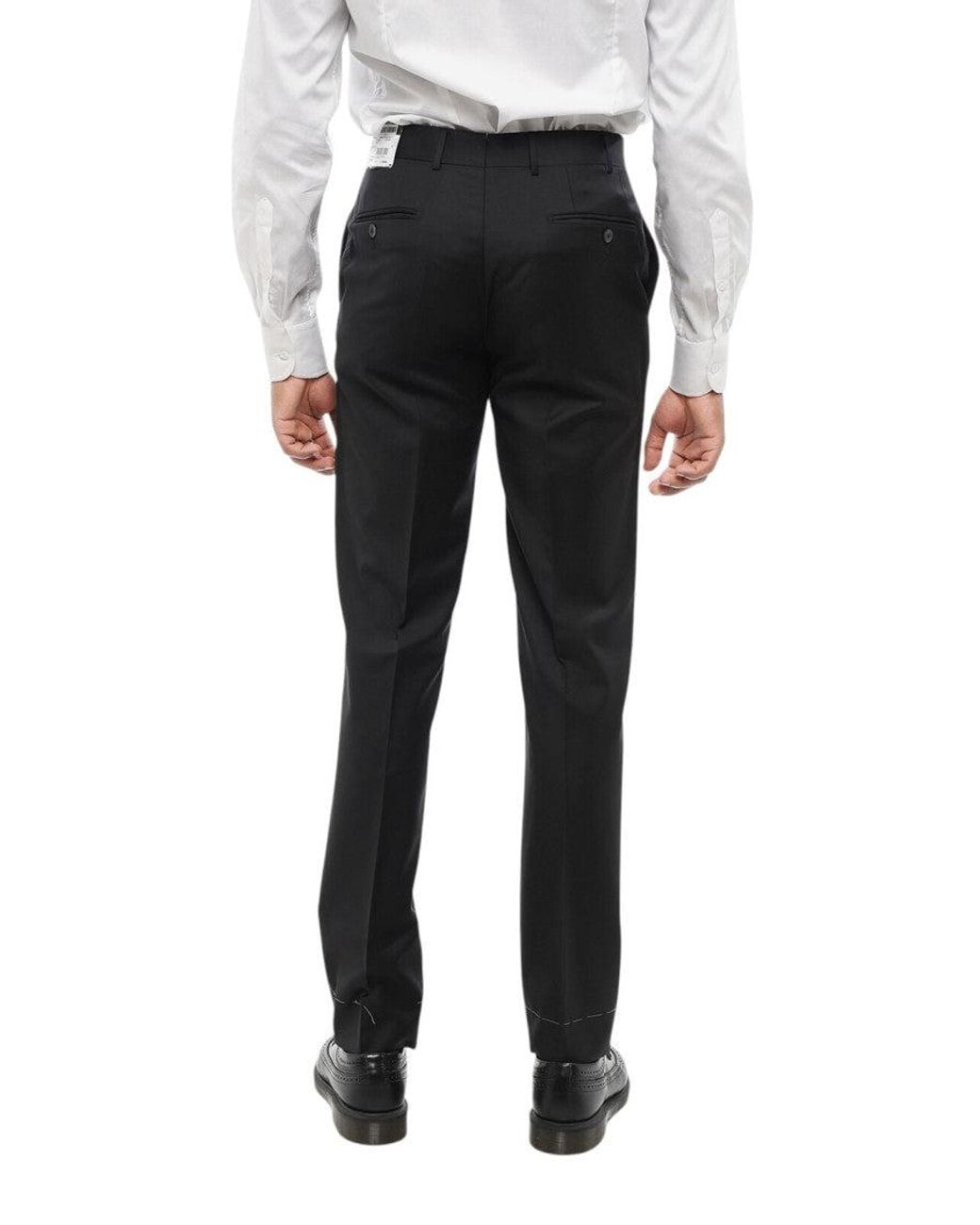 Corneliani Black Flat Front Pants for men