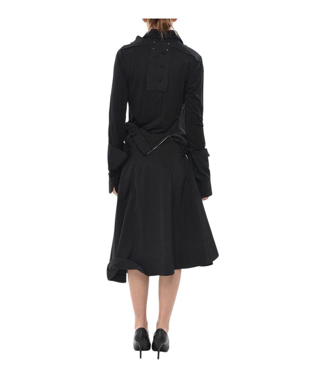 Maison Margiela Black Shirt Collar Midi Dress