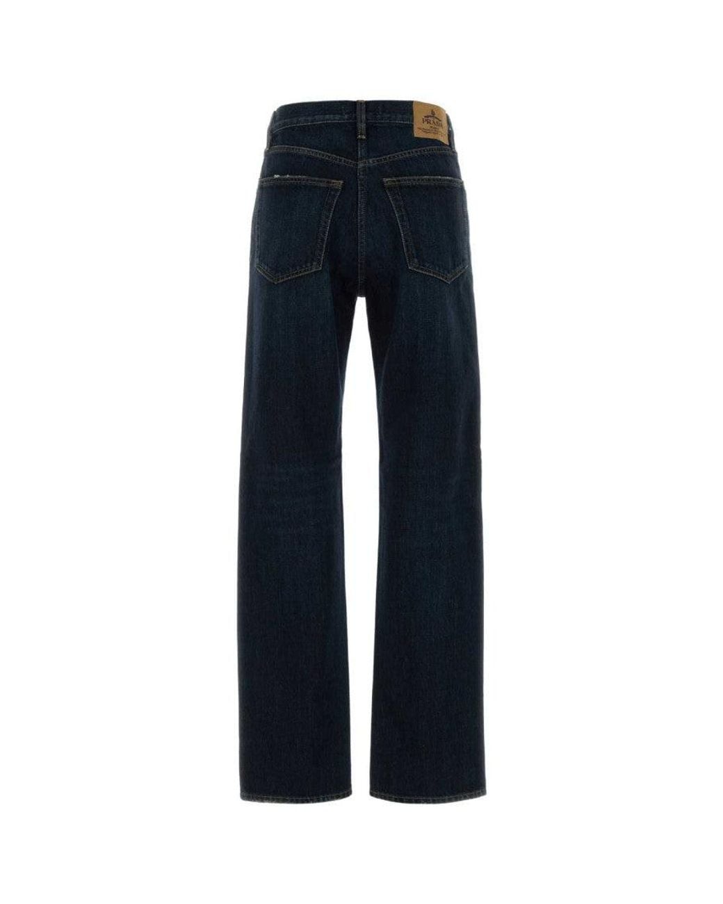 Prada Blue Straight High Rise Jeans
