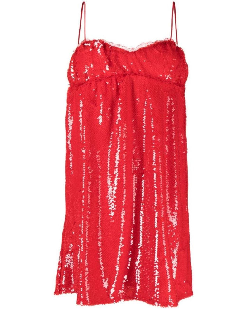 Ganni Red Sequined Mini Dress