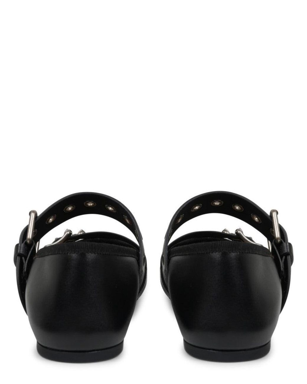 Dior Black Ballet Flats Punk Leather