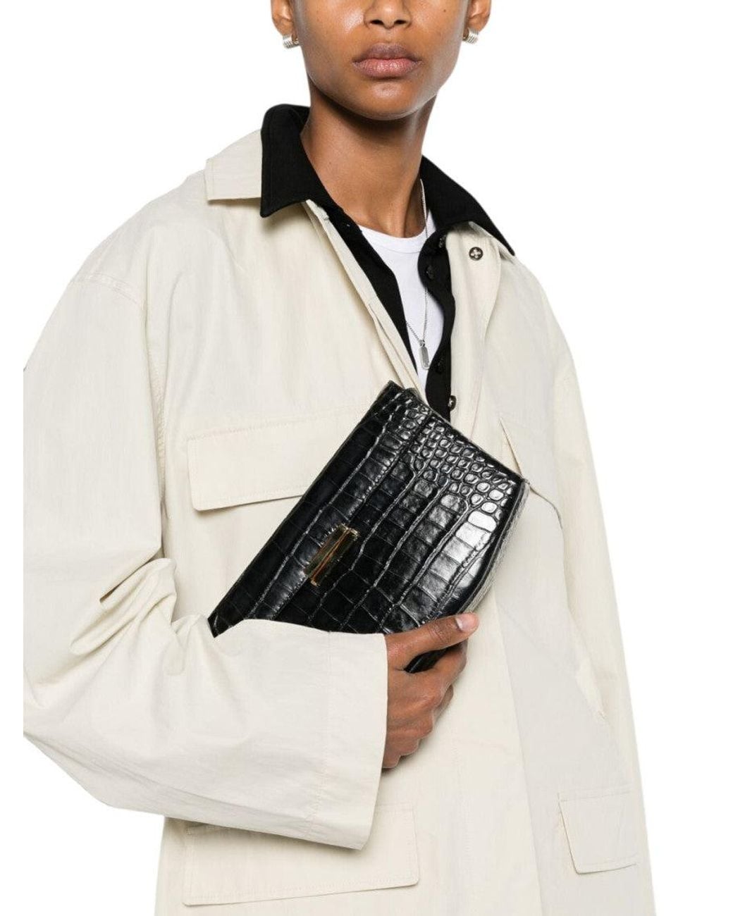 Totême Black Clip Leather Shoulder Bag