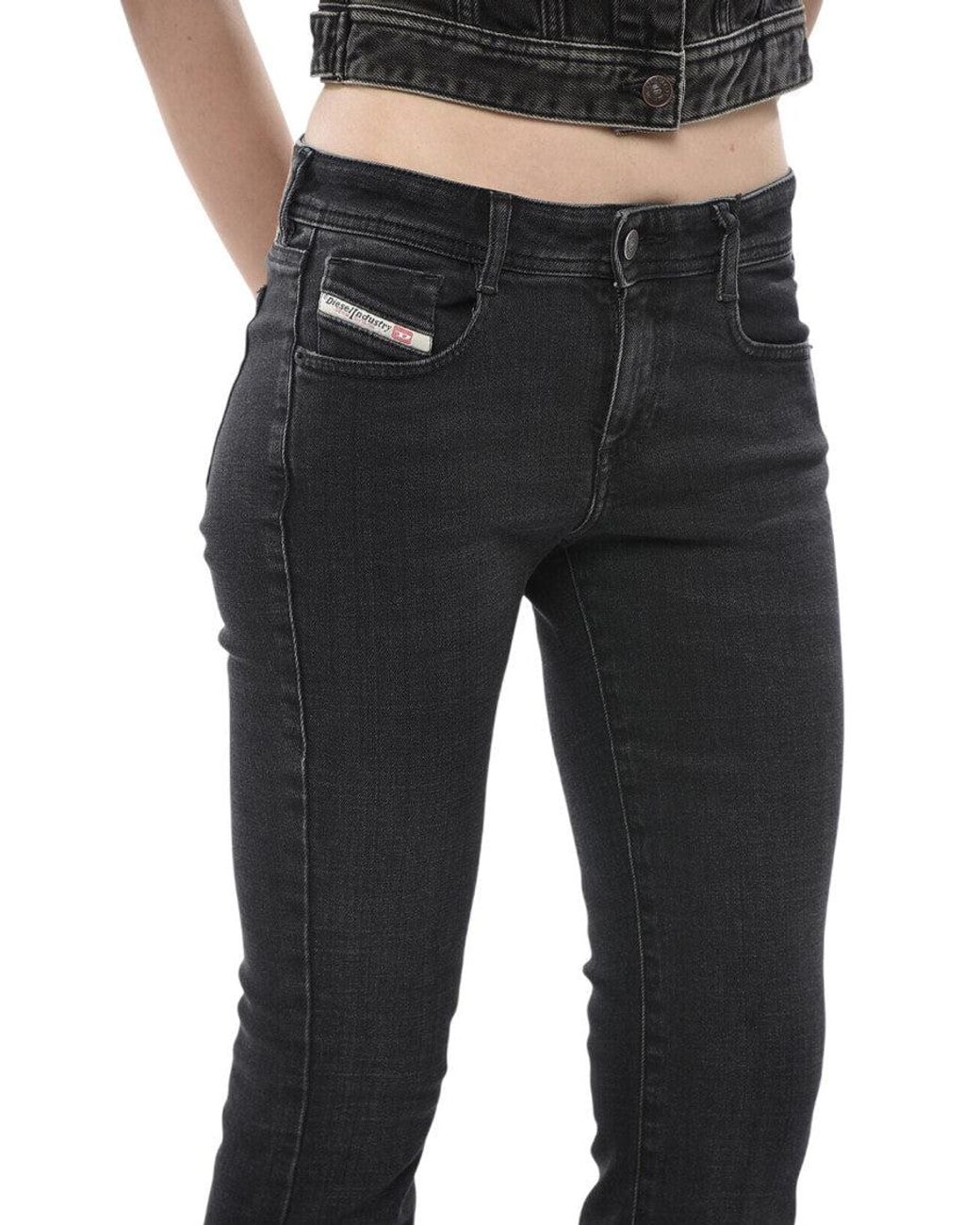 DIESEL Black Slim Mid Rise Jeans