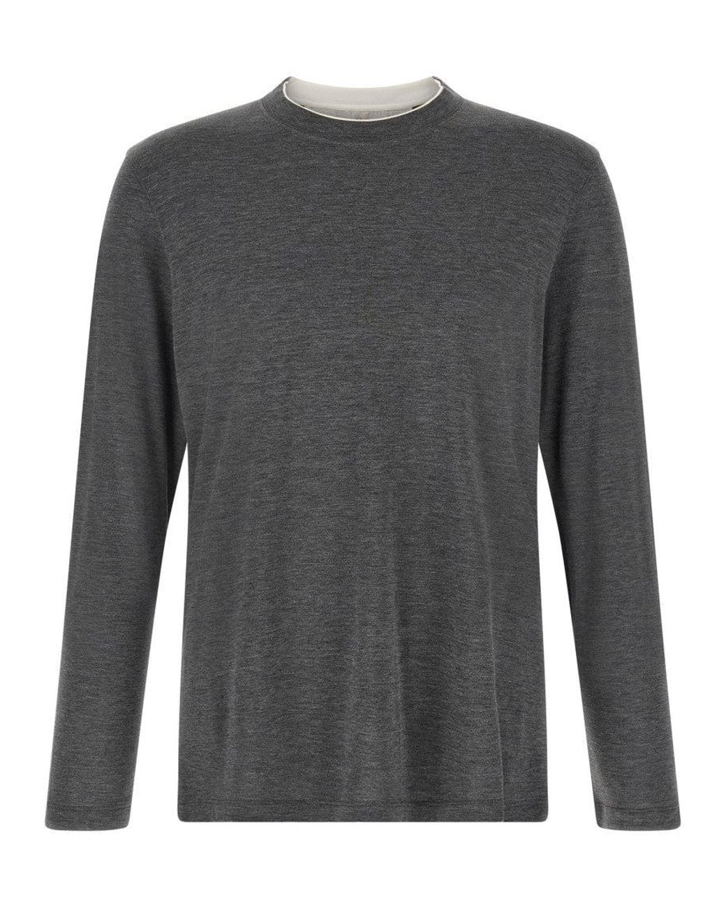 Brunello Cucinelli Gray Crew Neck T-Shirt for men