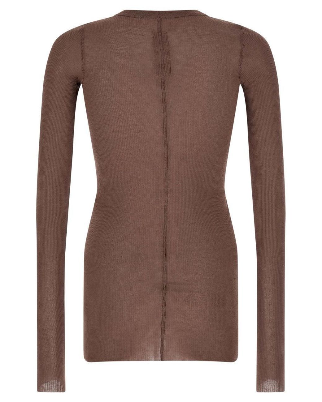 Rick Owens Brown Dark Ribbed T-Shirt for men