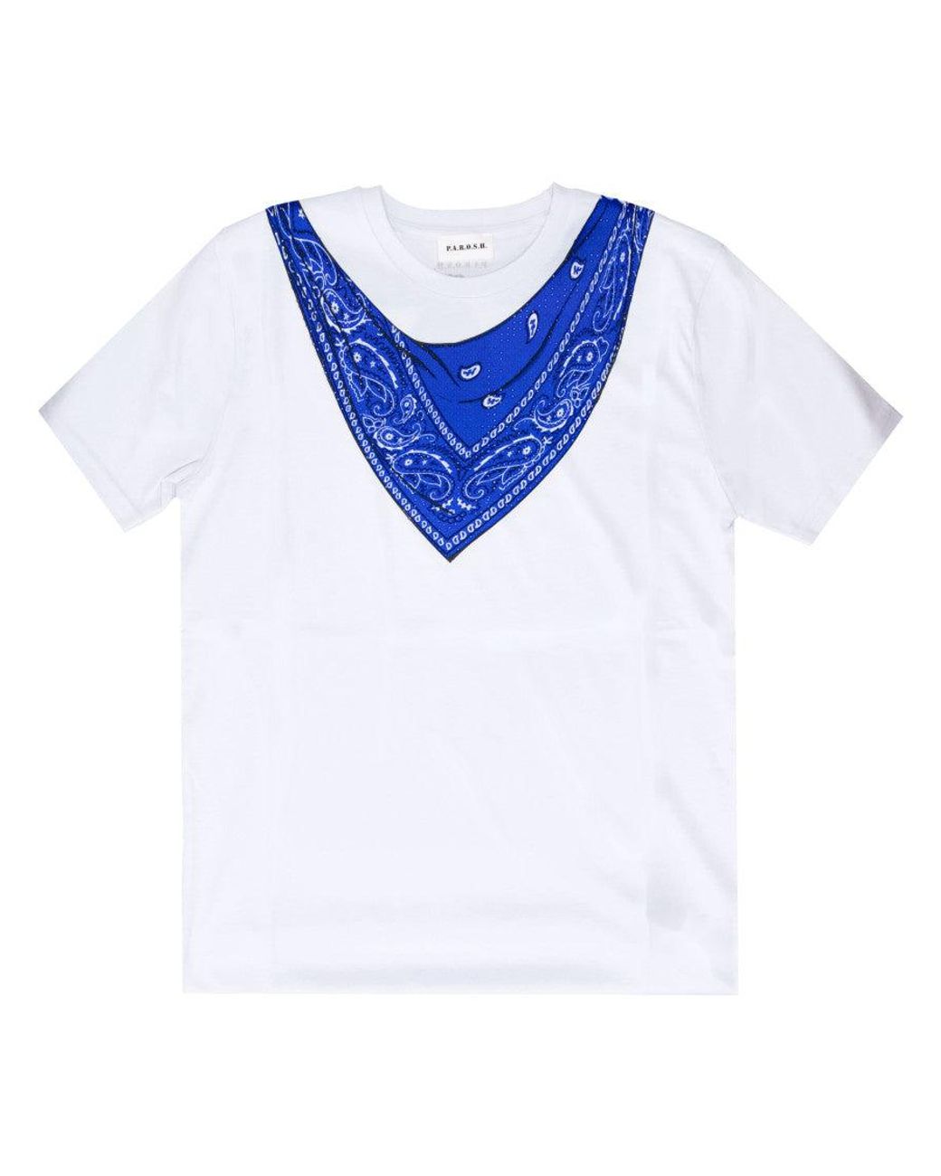 P.A.R.O.S.H. Blue Crew Neck Printed T-Shirt