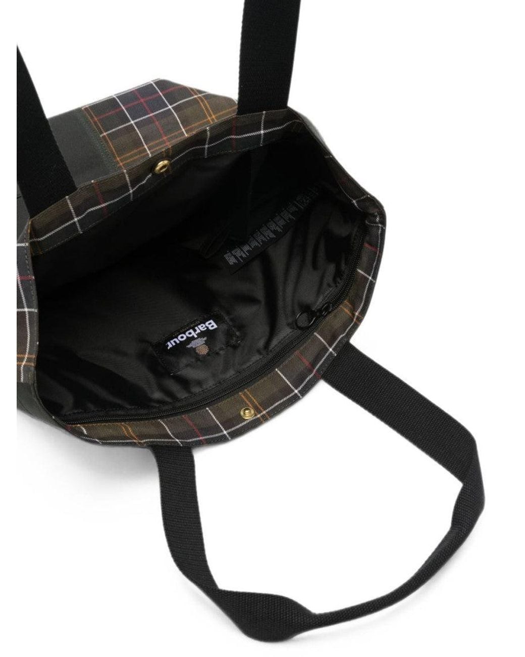 Barbour Black Sage Field Patchwork Tartan Large Tote for men