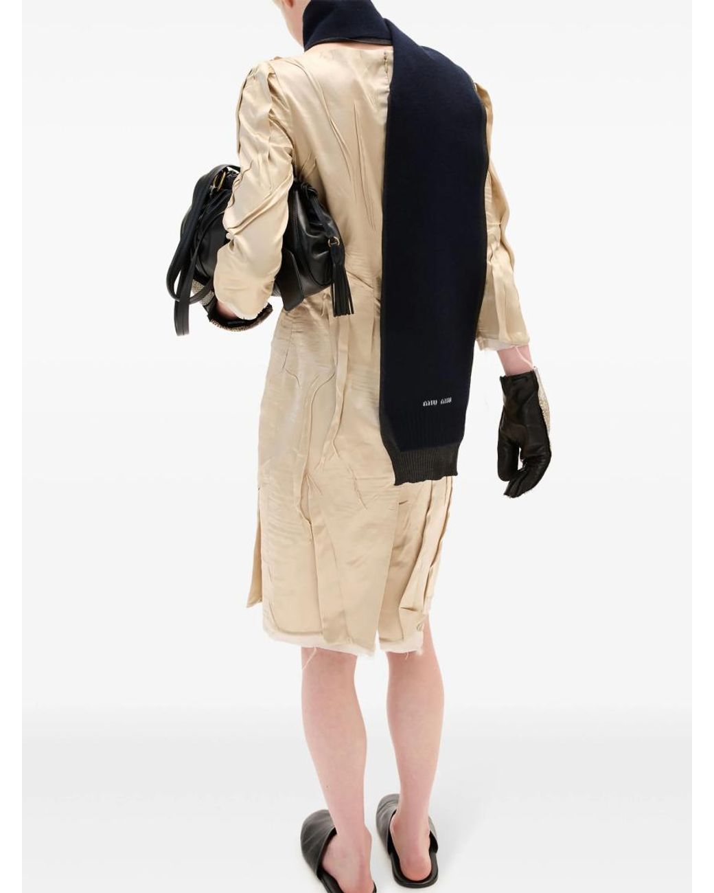 Miu Miu Natural Crêpe Satin Silk Dress
