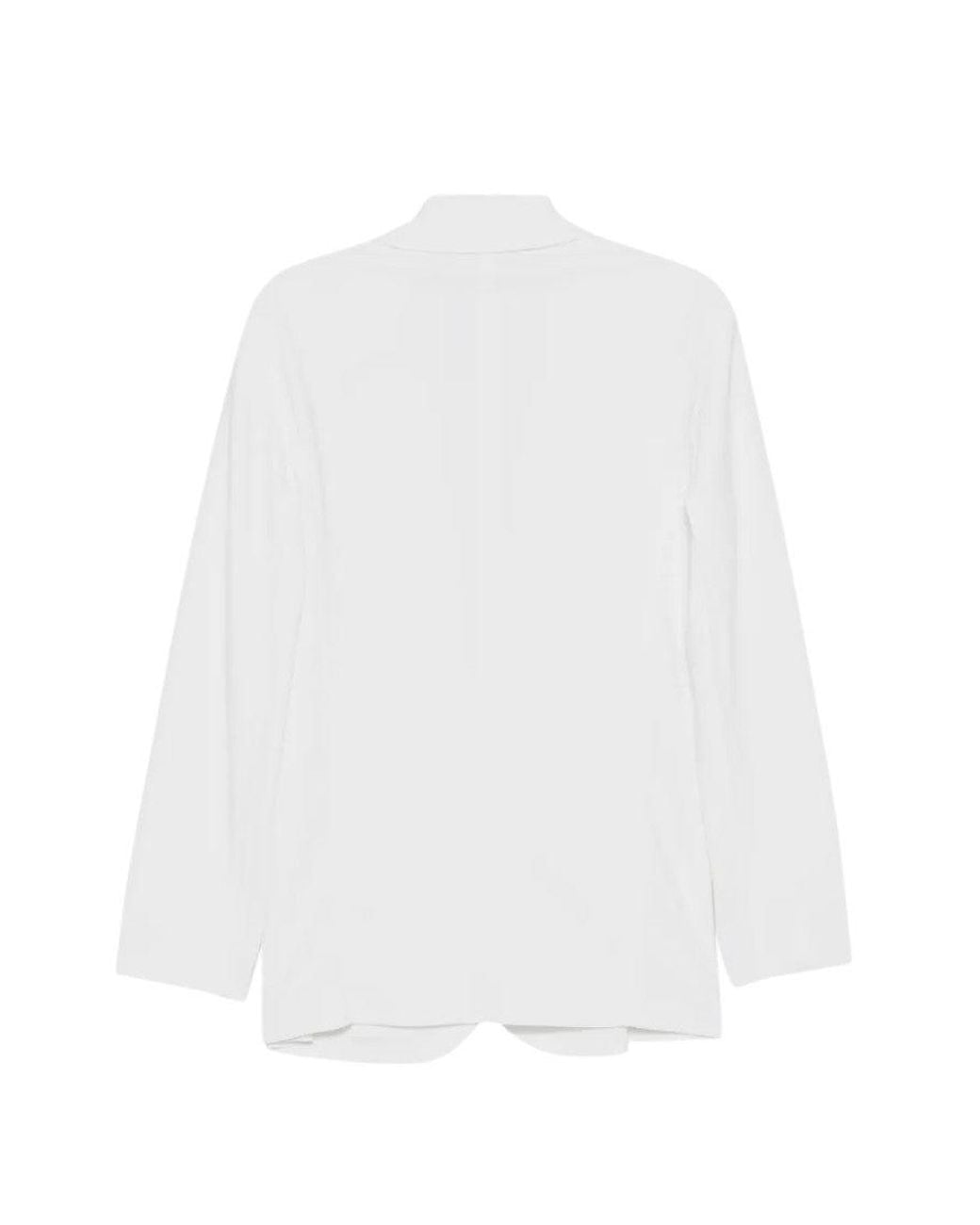 Norma Kamali White Solid Notched Lapel Blazer