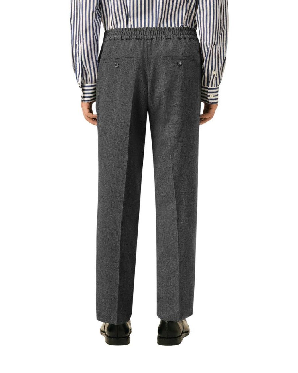 AMI Gray Straight Elasticated Trousers for men