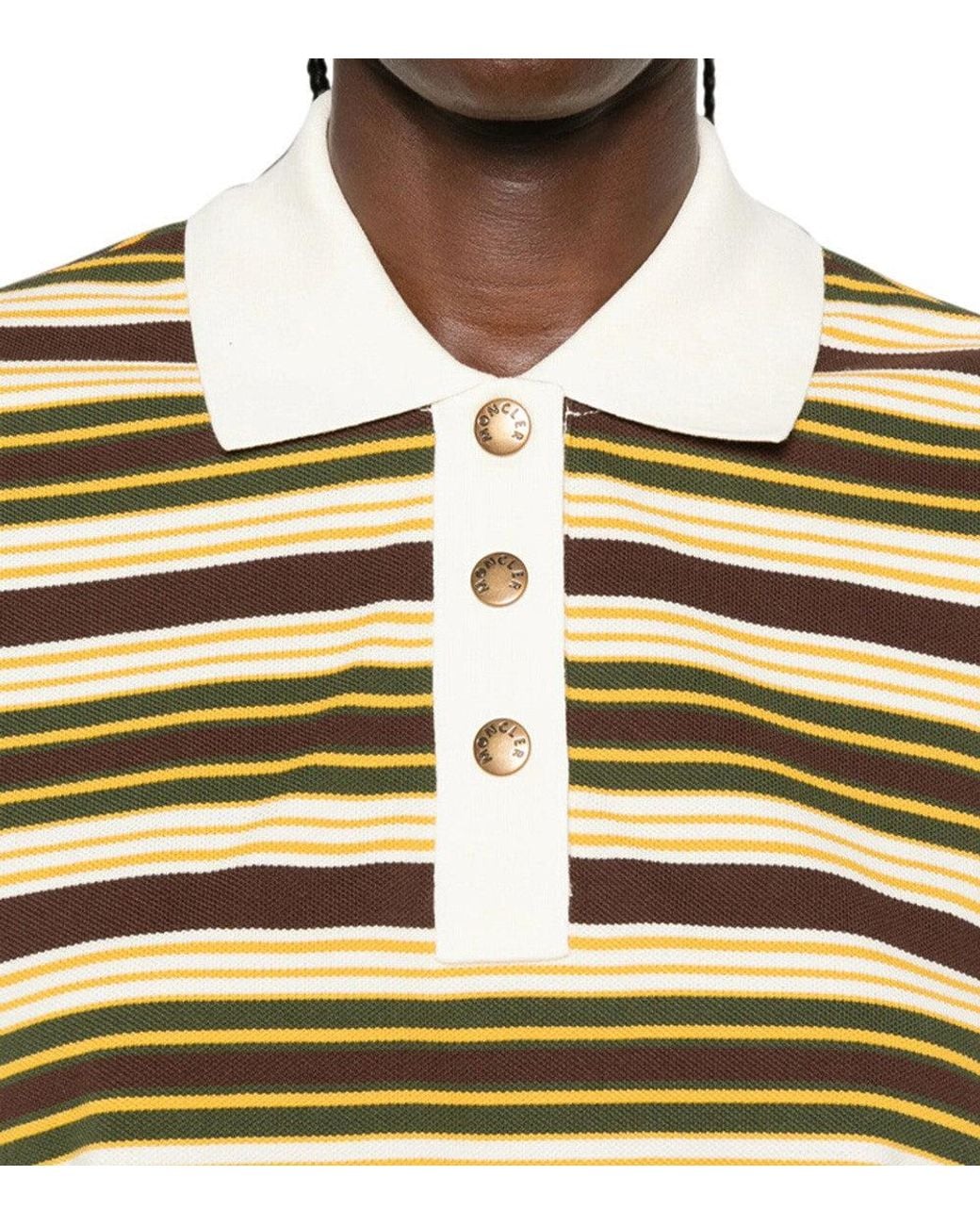 Moncler Metallic Stripes Shirt Collar Polo