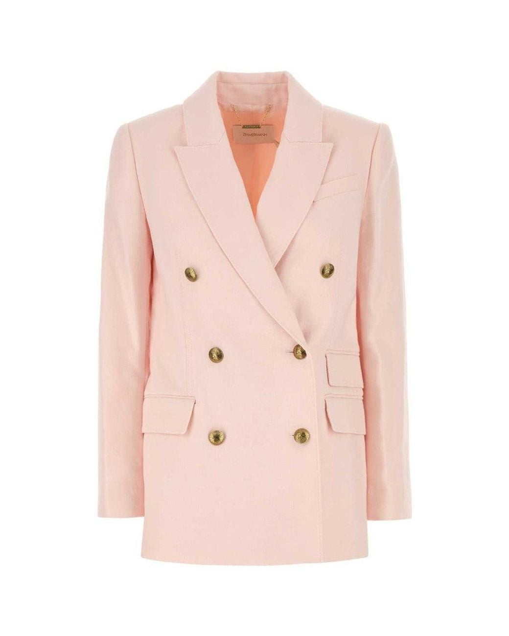 Zimmermann Pink Pastel Linen Crush Blazer