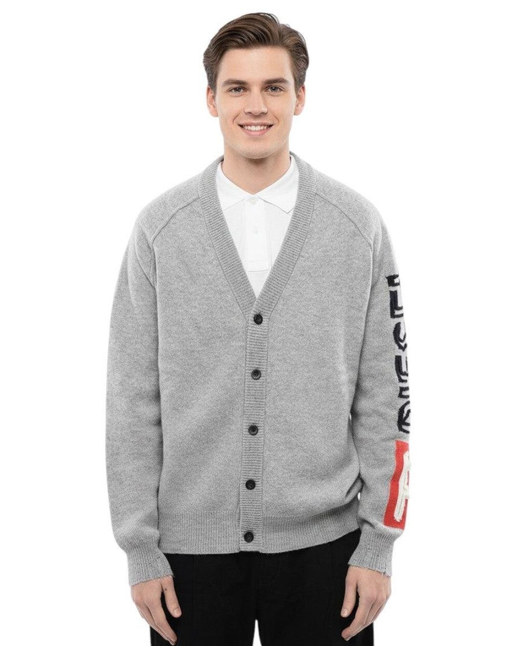 DIESEL Gray V Neck Cardigan for men