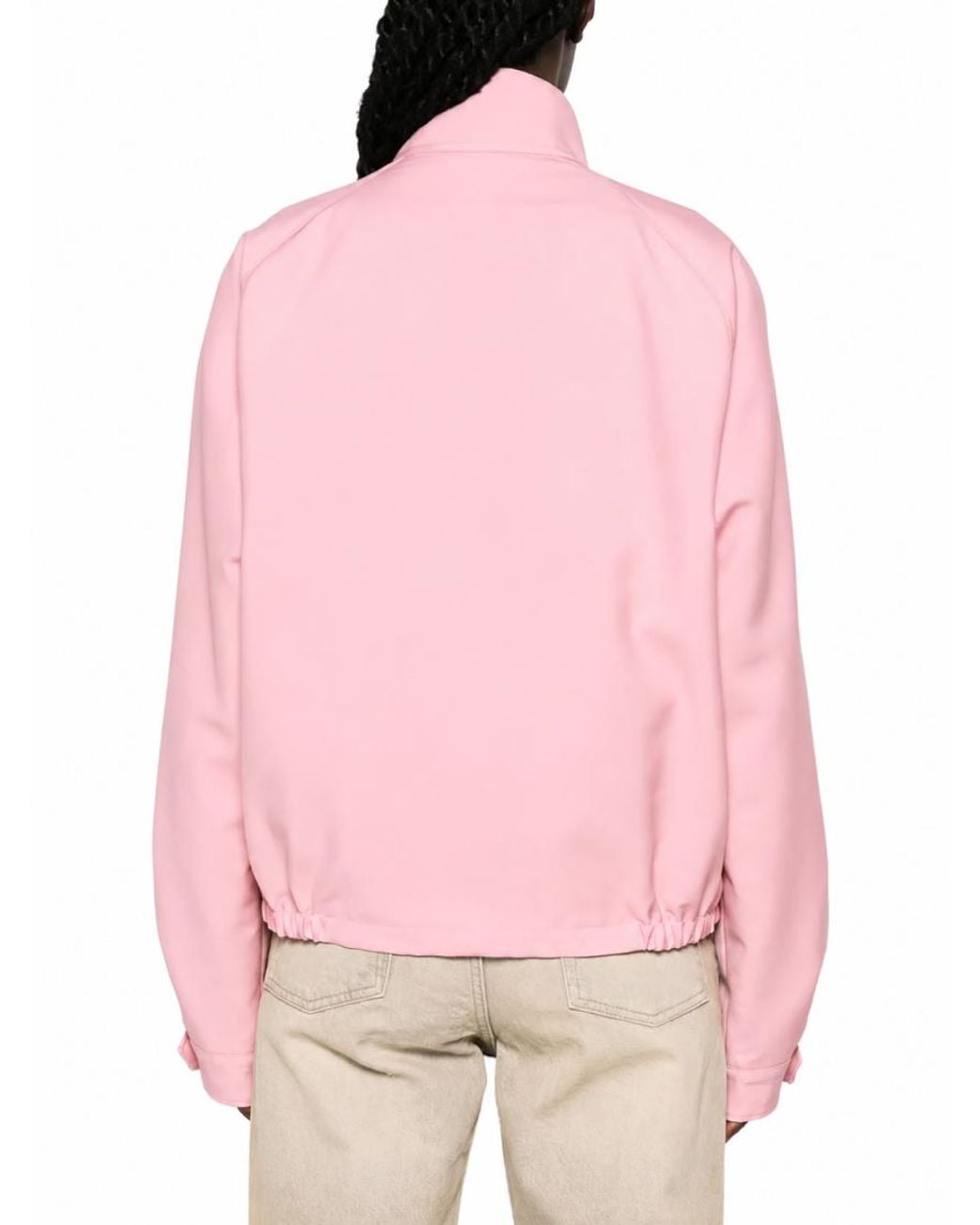 Miu Miu Pink Solid Mandarin Collar Jacket