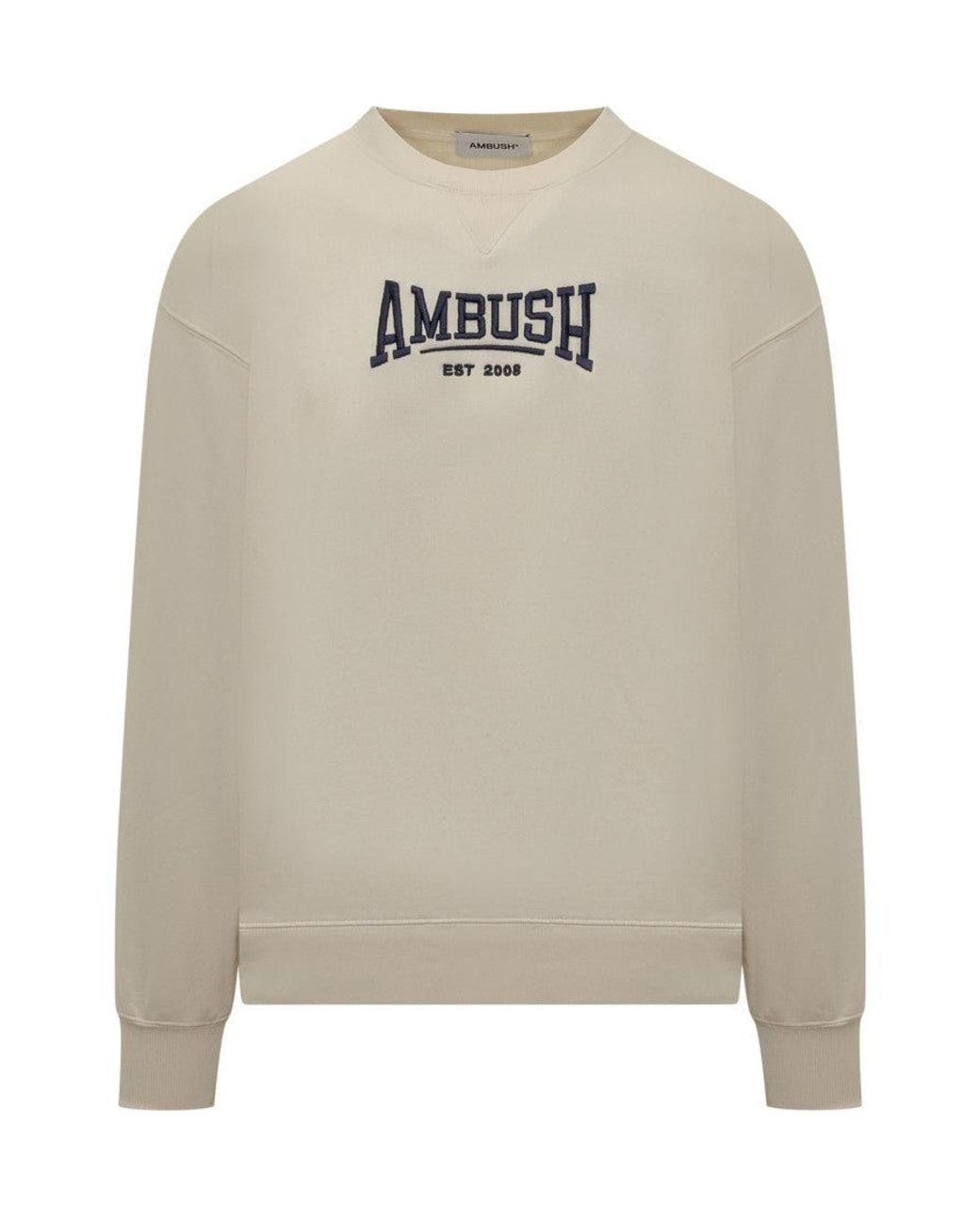 Ambush White Graphic Crew Neck Sweatshirt for men