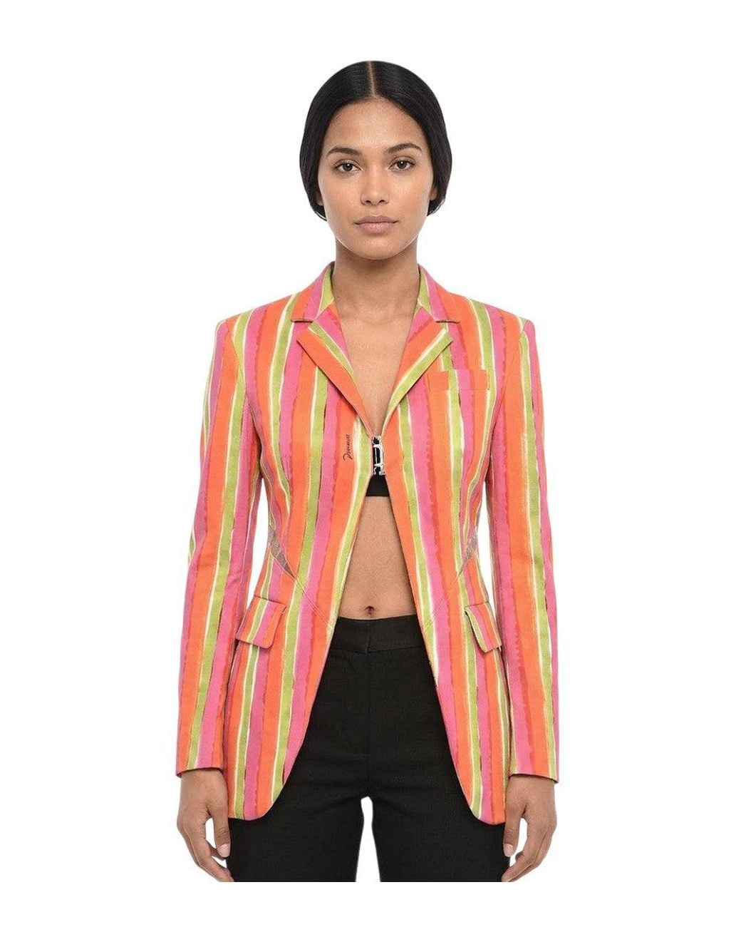 DSquared² Red Stripes Notched Lapel Blazer