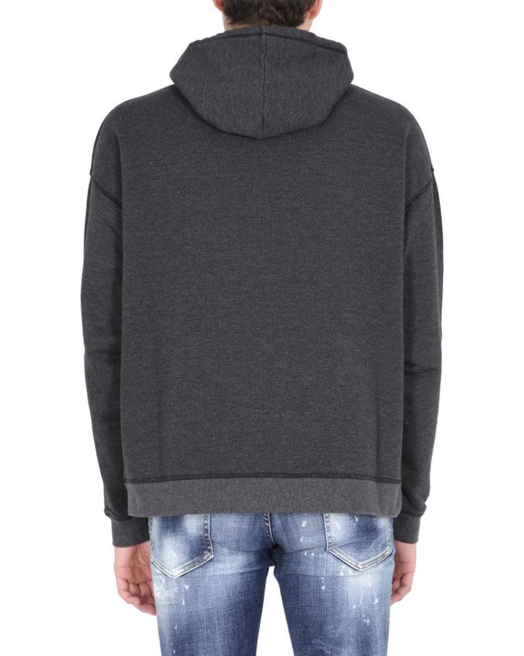 DSquared² Gray Graphic Hood Sweatshirt for men