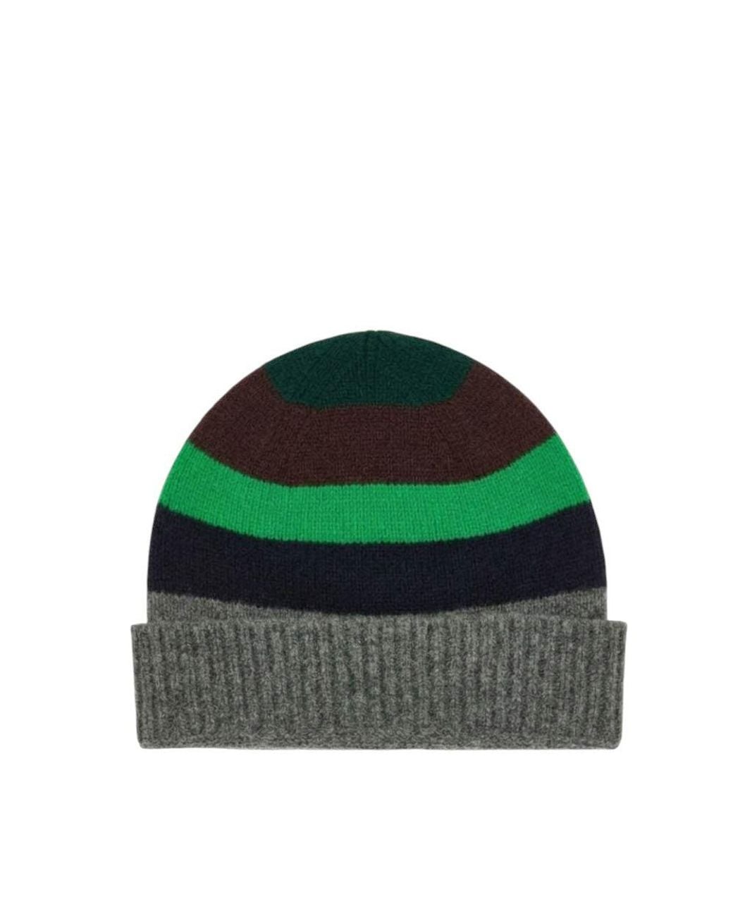 Paul Smith Green Striped Beanie Cap for men
